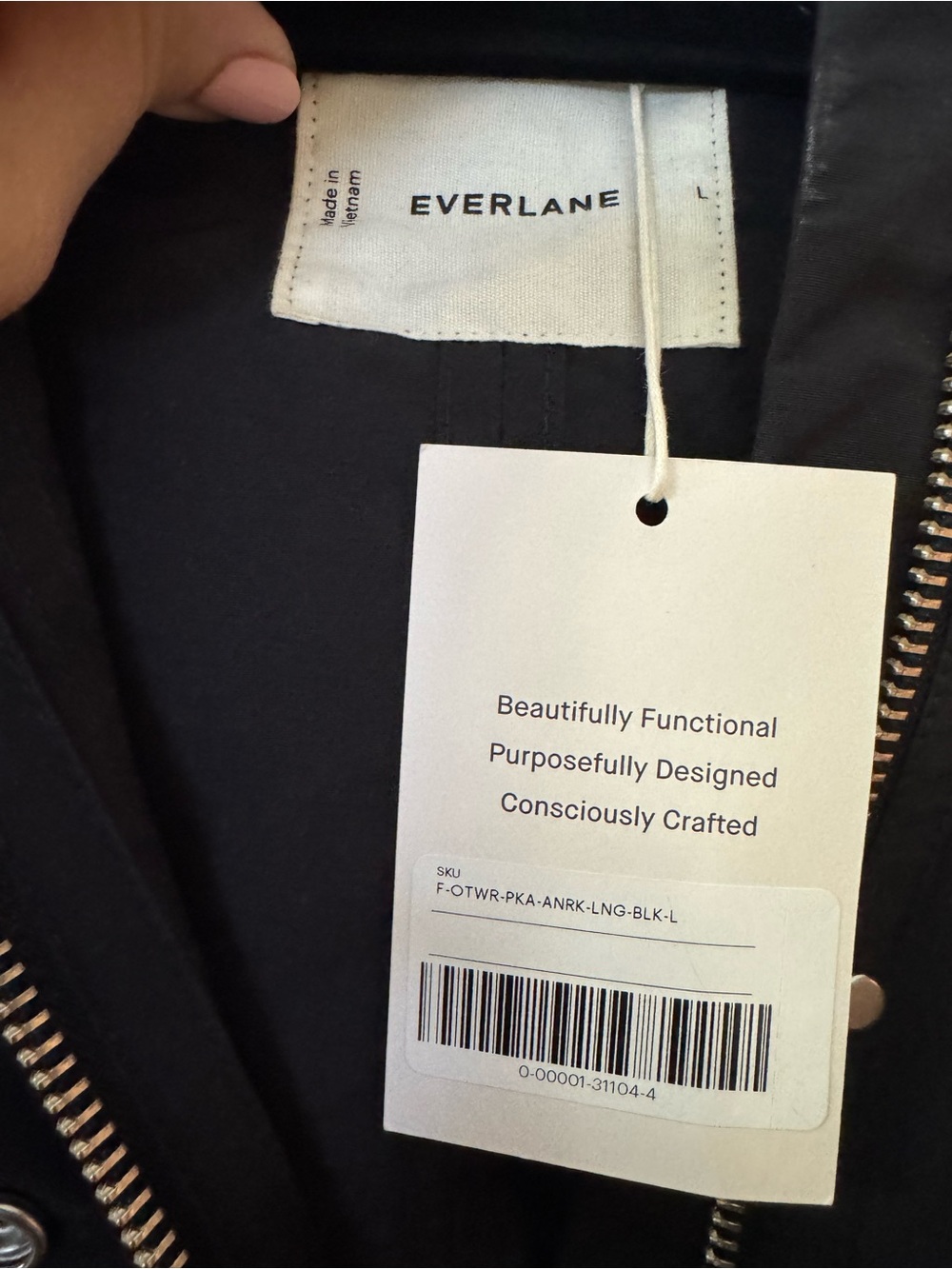 Everlane Anorak Size L Large NWT Black - Picture 4 of 4